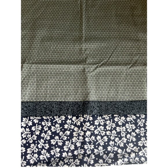 Handmade Navy & Gray Pillowcases With Contrasting Floral Pattern 29" x 19" - Picture 2 of 6